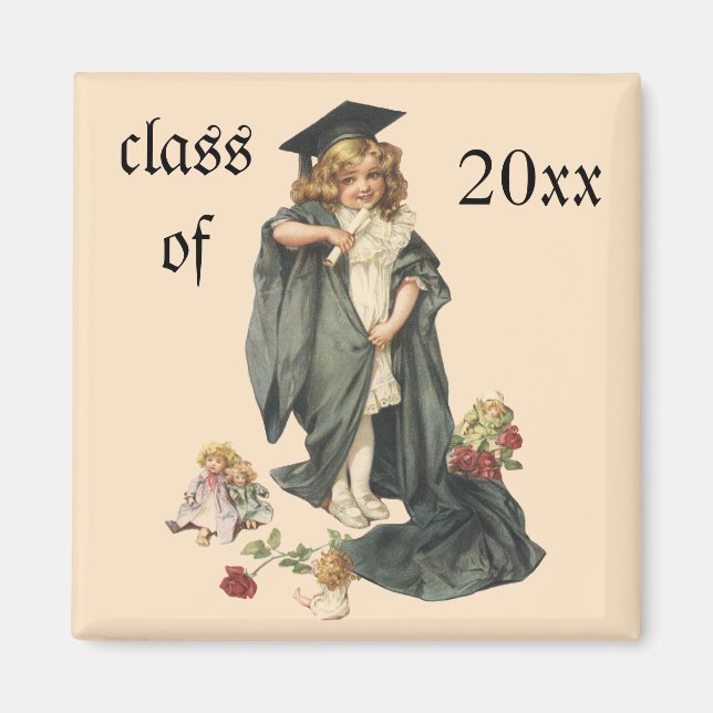Aimant Graduation vintage, Félicitations diplômés! (Devant)