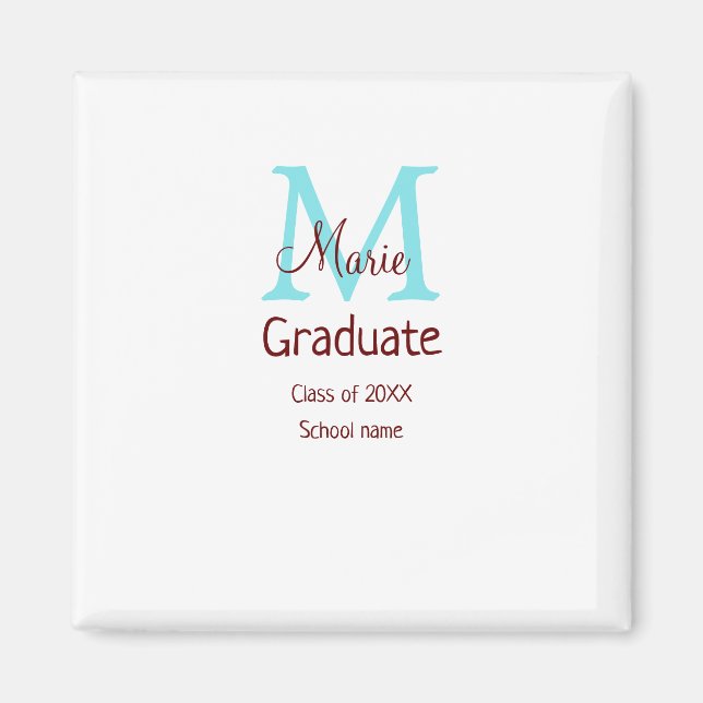 Aimant Gradué ajouter nom monogramme vert rose simple min (Devant)