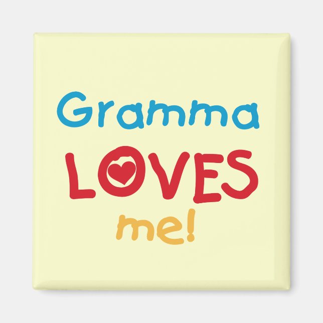 Aimant Gramma aime mes t-shirts et cadeaux (Devant)