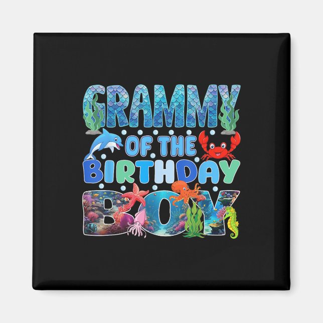 Aimant Grammy De L'Anniversaire Boy Aquarium Sea Animals  (Devant)