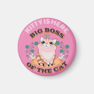 AIMANT GRAND BOSS CUTE CAT PERSONNALISER NOM PERSONNALISÉ