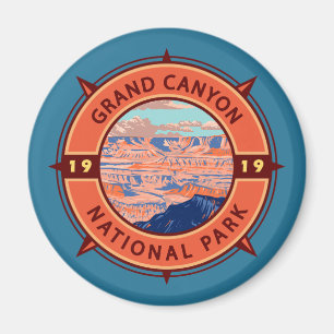 Aimant Grand Canyon Parc national Emblem Retro Compass