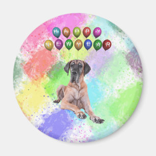 Aimant Grand Chien Danois Souhaitant Bonne Année