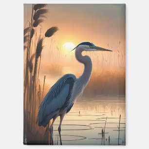 Aimant Grand héron bleu à Sunrise
