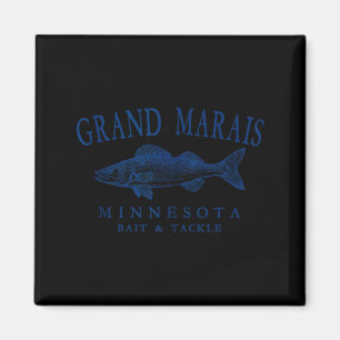 Aimant Grand Marais Minnesota Pêche au Doré Vintage