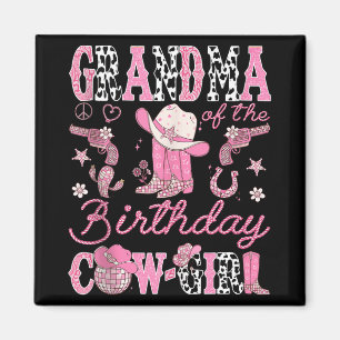 Aimant Grand-Mère De L'Anniversaire Vache Rose Rodeo West