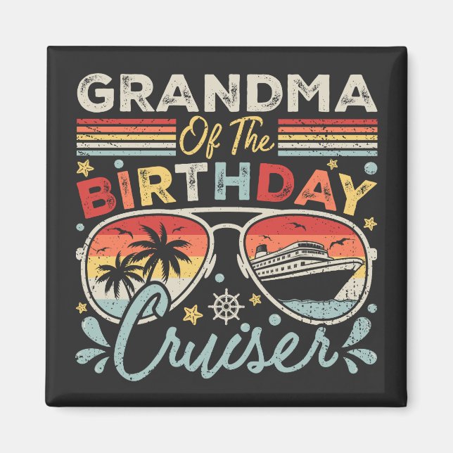 Aimant Grand-mère du Carré de vacances de croisière d'ann (Devant)
