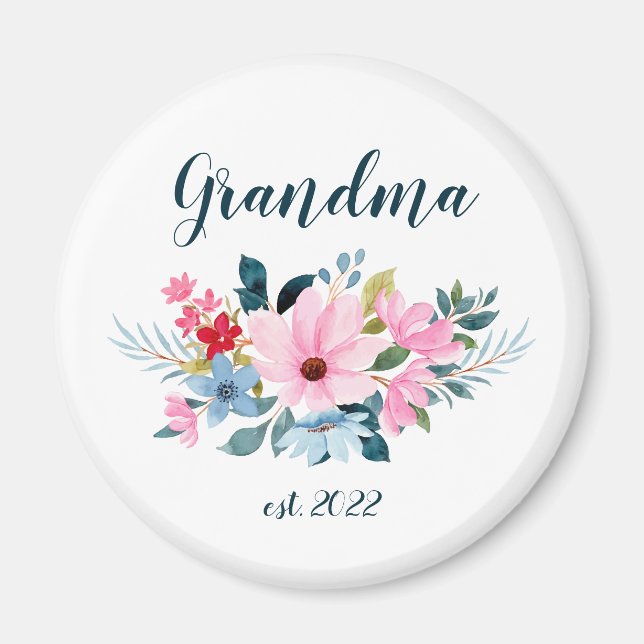 Aimant Grand-mère PERSONNALISABLE Date - Première Grand-m (Devant)