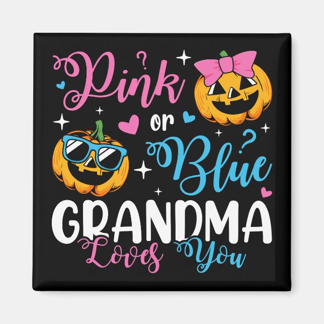 Aimant Grand-mère rose ou bleu vous aime Citrouille bébé  (Devant)