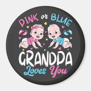 Aimant Grand-Père Rose Ou Bleu Vous Aime Cercle