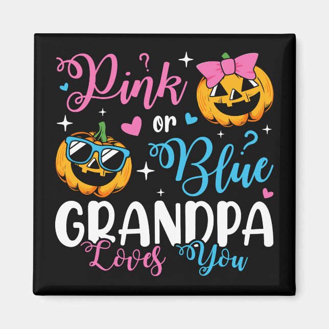 Aimant Grand-Père Rose Ou Bleu Vous Aime Citrouille Bébé  (Devant)