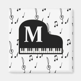 Aimant Grand Piano Music Note Monogramme Pianiste