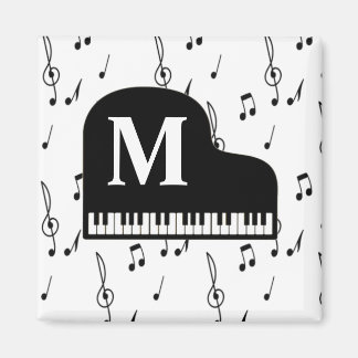 Aimant Grand Piano Music Note Monogramme Pianiste