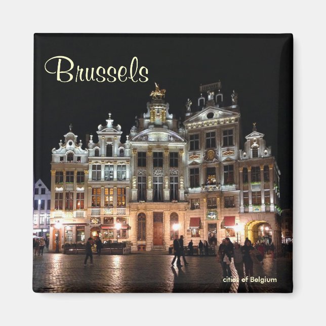 Aimant Grand-Place à Bruxelles, Belgique la nuit (Devant)