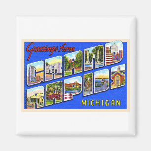 Aimant Grand Rapids Michigan MI Grande Lettre Carte posta