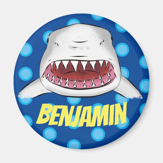 Aimant Grande bande dessinée de la bouche de requin blanc (Devant)