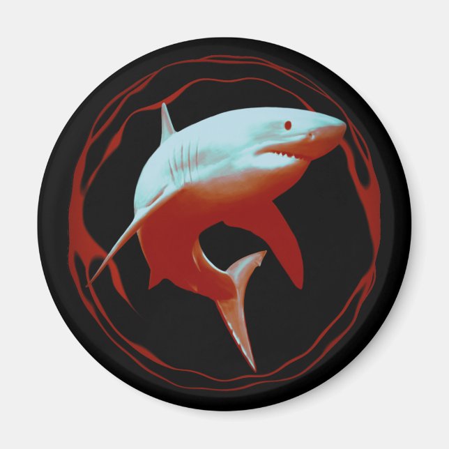Aimant Grande conception graphique de requins blancs (Devant)