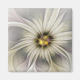 Aimant Grande Fleur d'ivoire, Abstrait Art Fractal Modern