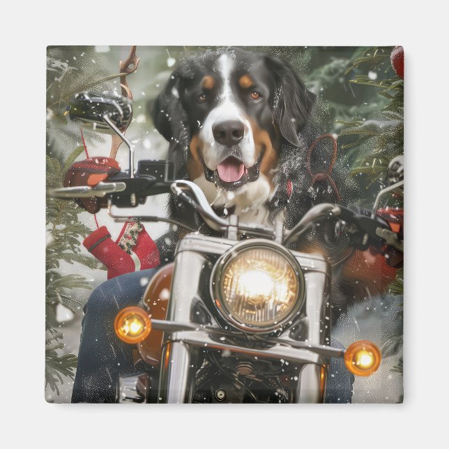 Aimant Grande Suisse de l'équitation moto Noël (Devant)