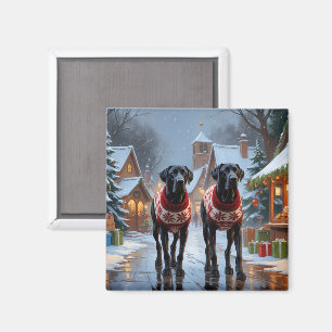 Aimant Grands Danois Noël Neige Fêtes