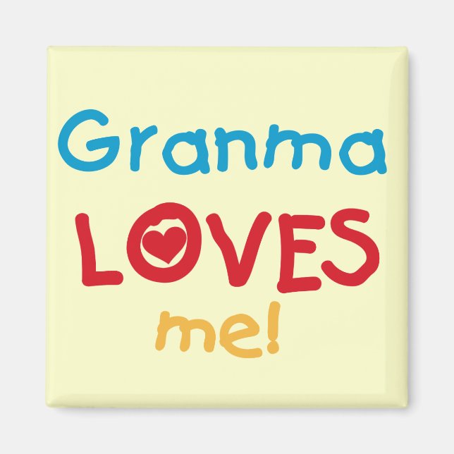 Aimant Granma aime mes t-shirts et cadeaux (Devant)