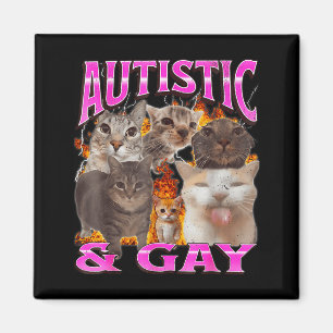 Aimant Graphique de Bootleg de Chat Drôle Autiste et Gay