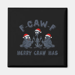 Aimant Graphique de corbeau de Noël drôle – Joyeux Craw F