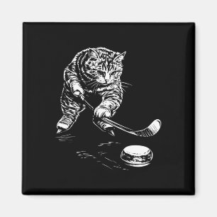 Aimant Graphique de hockey sur glace de chat drôle 