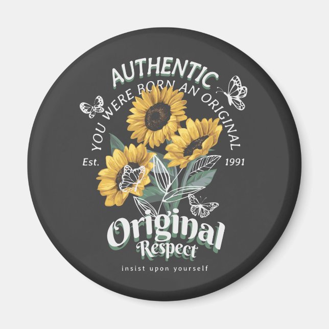 Aimant Graphique des tournesols et papillons (Devant)