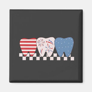 Aimant Graphisme à trois dents 4 juillet