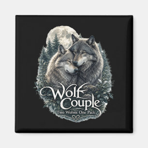 Aimant Graphisme de couple de loups drôle amateurs de lou
