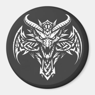 Aimant Graphisme de tête de démon tribal par BurnsInHe