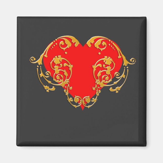 Aimant Gras Romantique Saint Valentin Rouge Goth Coeur (Devant)