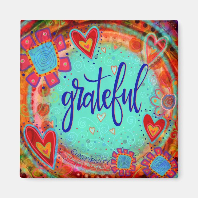 Aimant Grateful Joli floral Whimssamusant Inspirationnel (Devant)