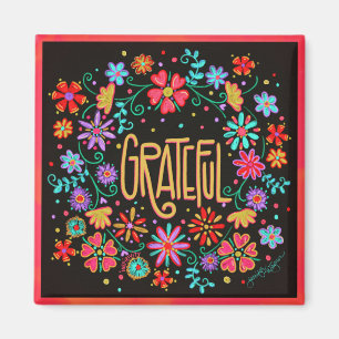 Aimant Grateful Plutôt amusant Floral Moderne Inspirivé