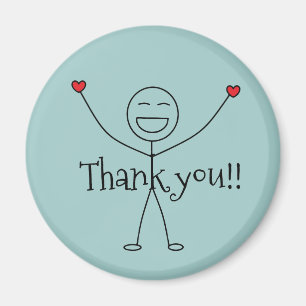Aimant Gratitude heureuse de Merci d'homme de bâton
