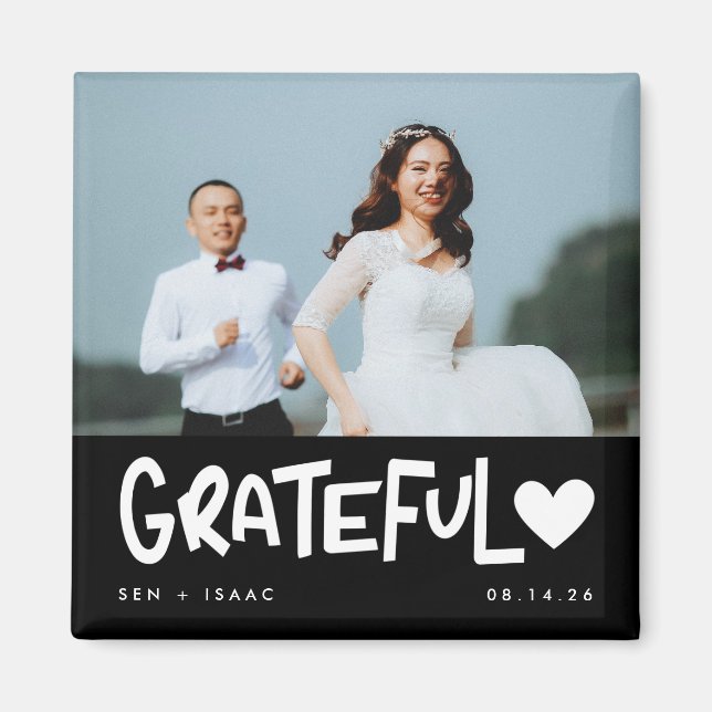 Aimant Gratuit Merci photo Mariage (Devant)