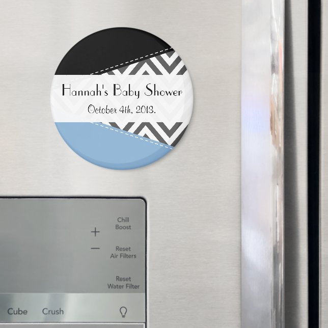 Aimant Gray Zigzag, Chevron, Zigzag Motif, Baby shower (In situ (réfrigérateur))