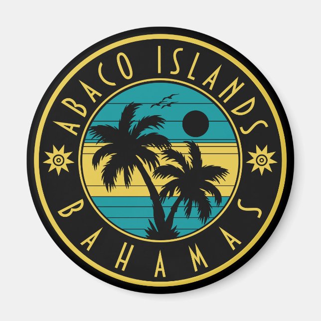 Aimant Great Abaco Bahamas Retro Palm Tree Souvenirs (Devant)