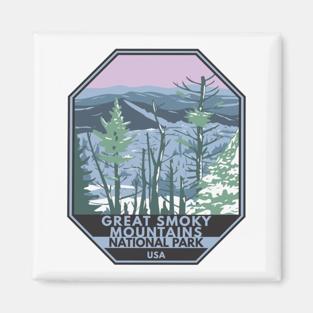 Aimant Great Smoky Mountains National Park Retro (Devant)