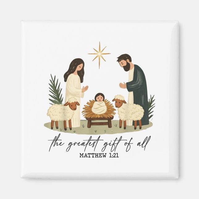 Aimant Greatest Gift Of All Nativity Scene Christian Chri (Devant)