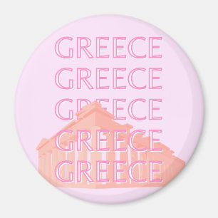Aimant Grèce, Art Voyage Grec, Art Voyage Pastel, Rose