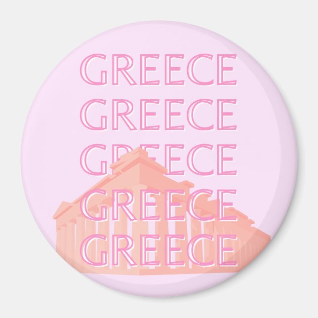 Aimant Grèce, Art Voyage Grec, Art Voyage Pastel, Rose (Devant)