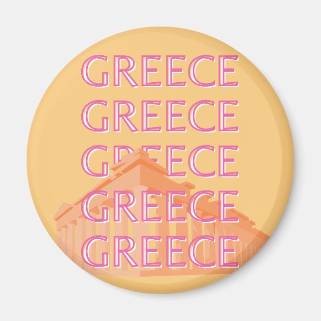 Aimant Grèce Travel Art, Summer Travel Art, Orange (Devant)