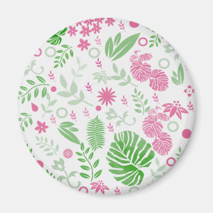 Aimant Green and pink leaves and flowers