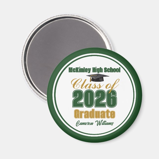 Aimant Green Gold Class of 2026 Graduation Keepsake (Recto/Verso)