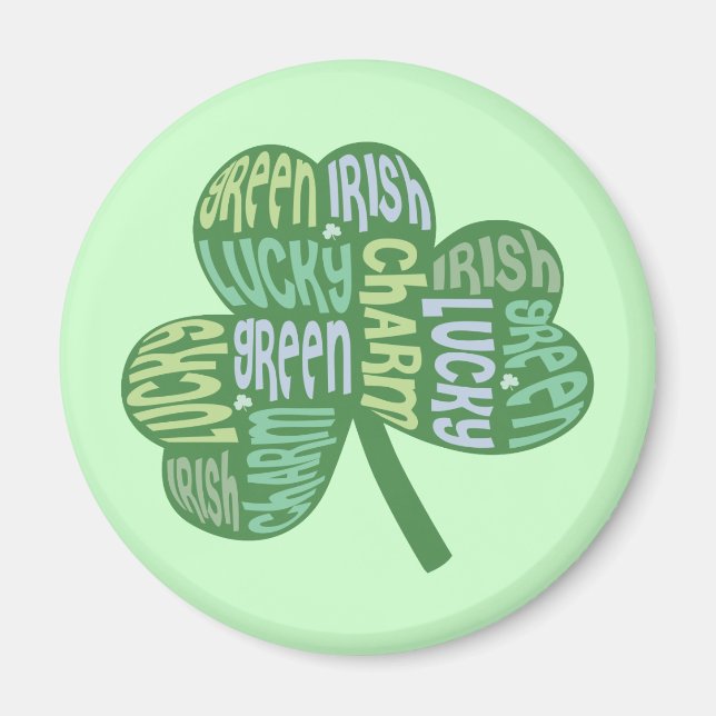Aimant Green Lucky Irish Charm Shamrock (Devant)