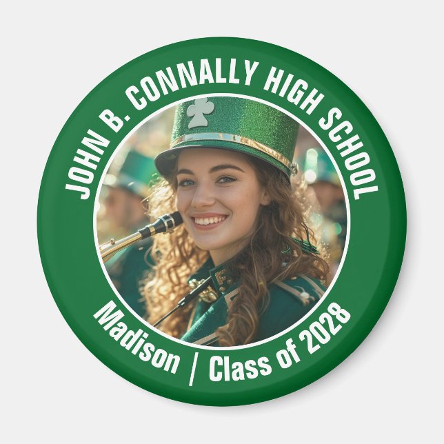 Aimant Green Marching Band Photo High School Spirit (Devant)