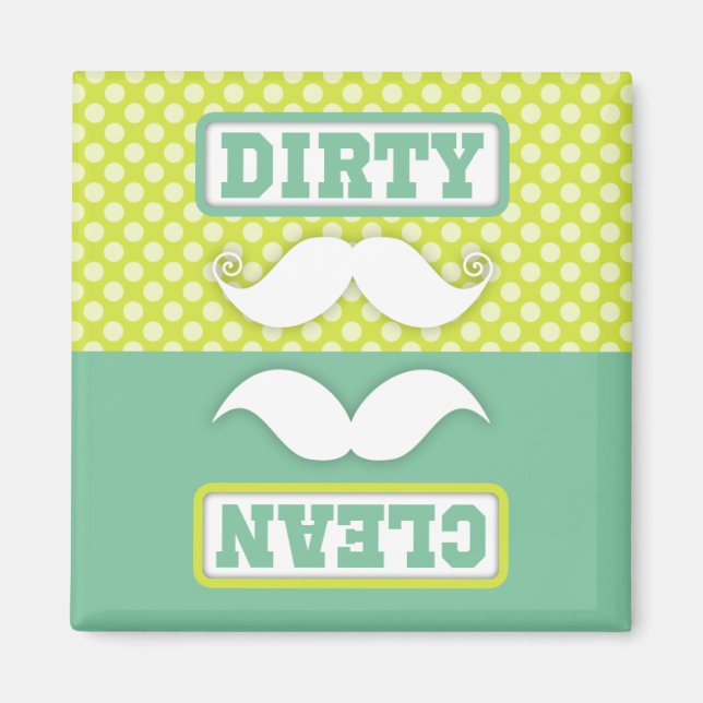 Aimant Green Polka Dot Motif Moustache Propre Sale (Devant)