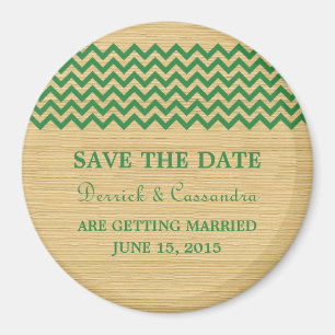 Aimant Green Rustic Chevron Enregistrer l'aimant de date